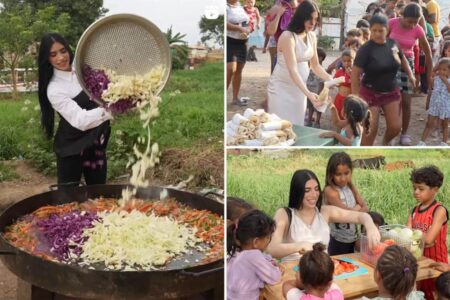 Glammed-out food influencer cooks enormous meals for the hungry — but critics accuse her of doing it for ‘clout’