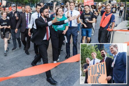 NYC officials walk faster than M34 bus in rush-hour race victory lap over controversial plan for busway