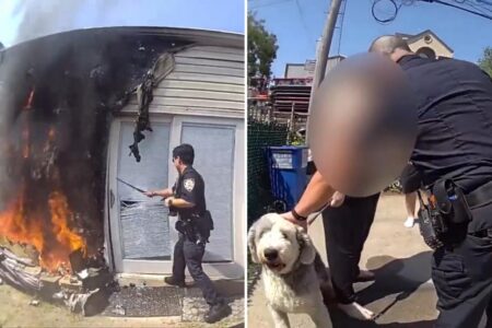 Exclusive | NYC cops battle flames to save residents, dog in Coney Island