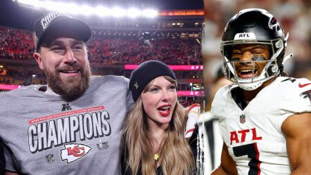 NFL star Bijan Robinson praises Travis Kelce, Taylor Swift as engagement makes waves: ‘Huge for them’