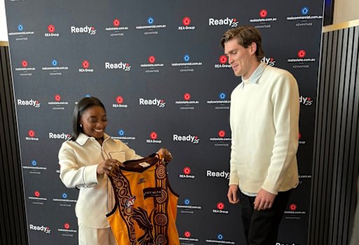 Gymnast Simone Biles and Hawthorn player Will Day