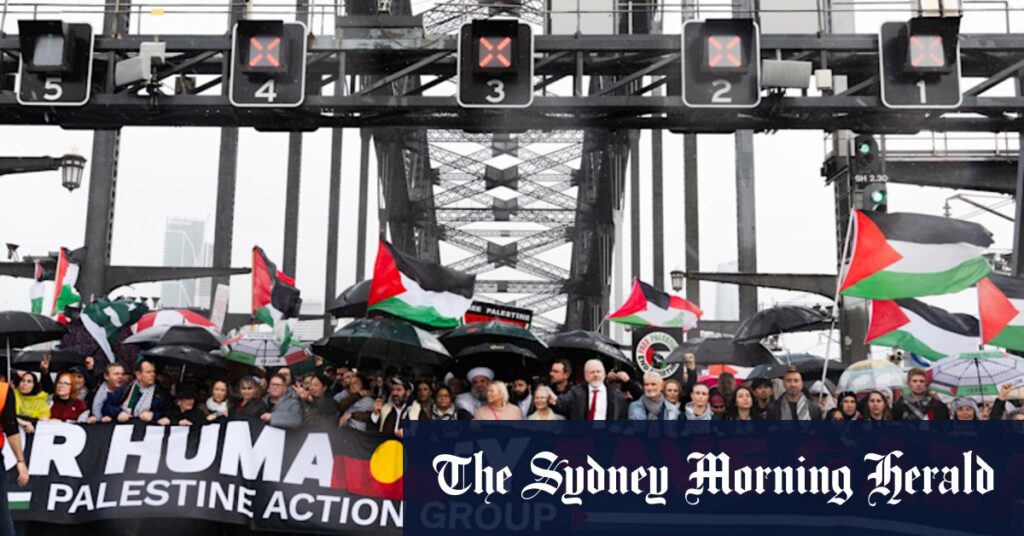 90,000 halt city with march across Harbour Bridge