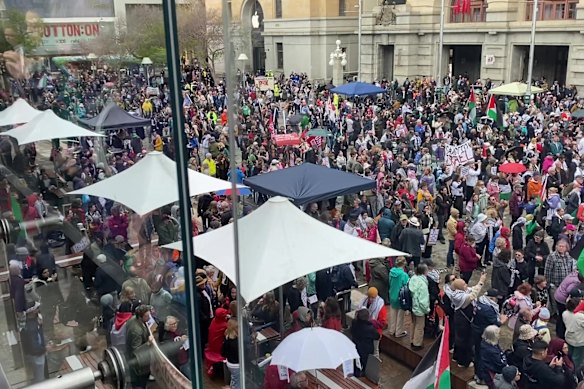 The crowd filled Forrest Place.