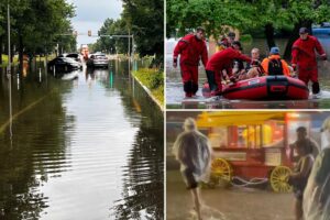 Hundreds of flights delayed and millions of Americans remain under flood alerts as torrential rain pounds Midwest