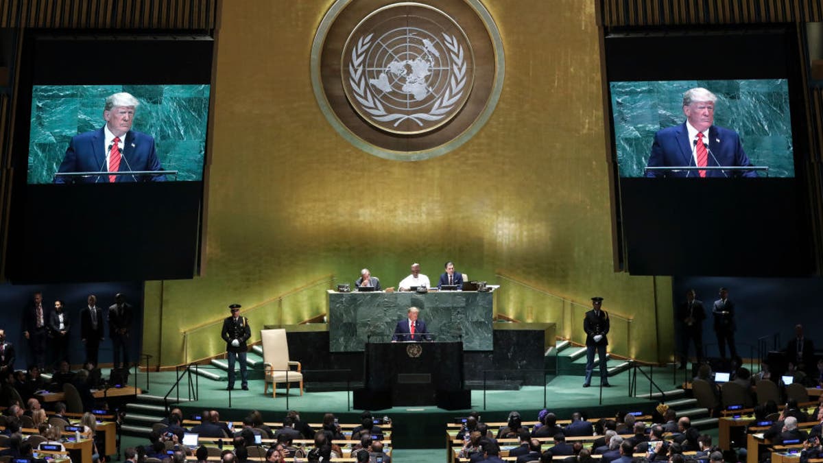 U.S. President Donald Trump addresses the United Nations General Assembly at UN headquarters on September 24, 2019 in New York City.