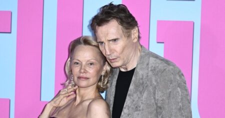 Pamela Anderson Says It’s Hard Not to ‘Fall in Love’ With ‘Sweetheart’ Liam Neeson