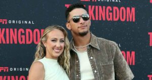 Brittany Mahomes Dazzles in Draped Dress While Supporting Husband Patrick at ‘The Kingdom’ Premiere