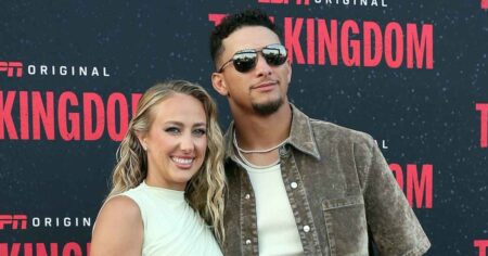 Brittany Mahomes Dazzles in Draped Dress While Supporting Husband Patrick at ‘The Kingdom’ Premiere