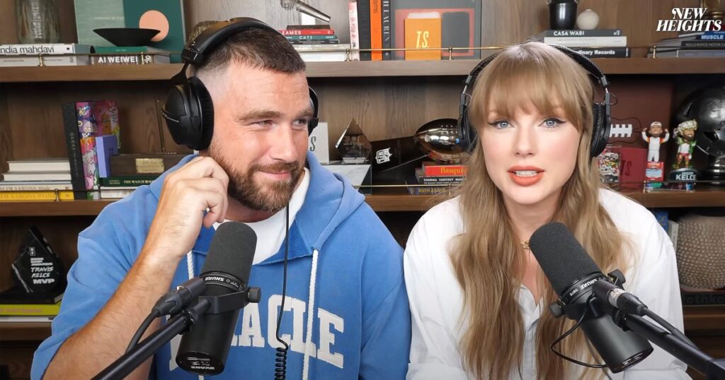 ‘New Heights’ Shares Behind-the-Scenes Video of Taylor Swift and Travis Kelce Warming Up for Podcast