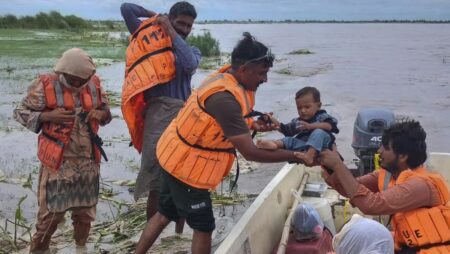 Mass evacuations in eastern Pakistan as India releases water from swollen rivers