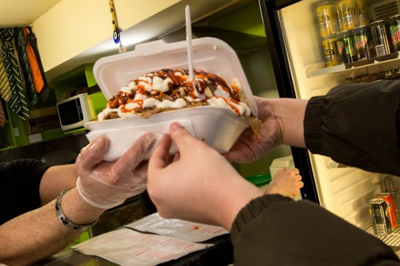 A halal snack pack being sold in Melbourne.