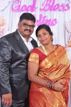Prem Kumar and Anu Kumar in their wedding photo.