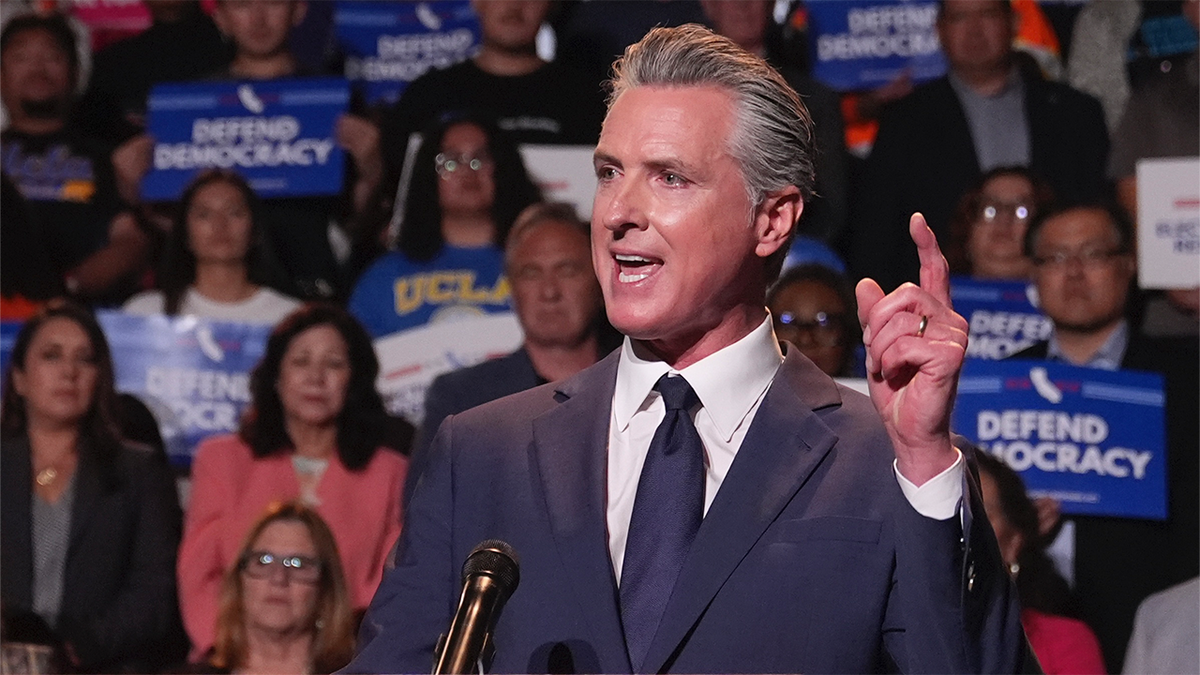 California Gov. Gavin Newsom speaks at a congressional redistricting event
