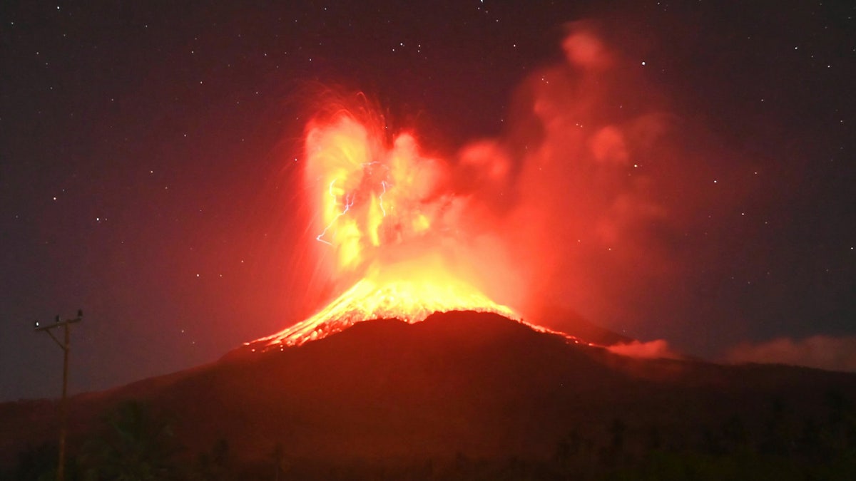 Lava glows on Indonesia's Mount Lewotobi Laki-Laki