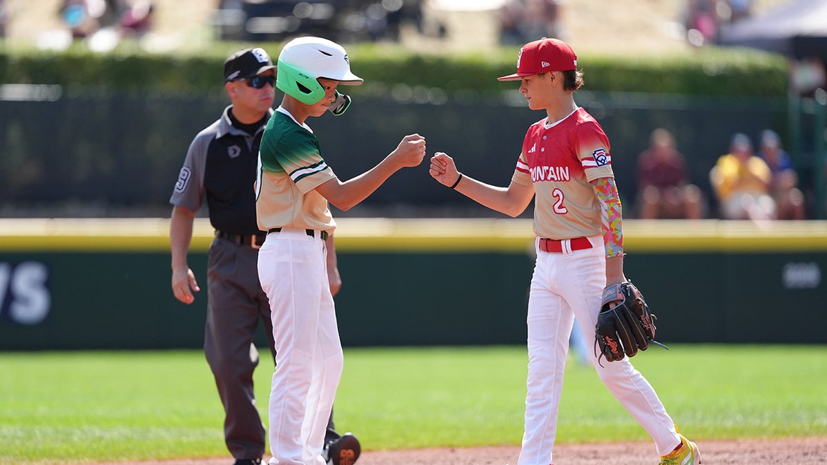 Players shake hands