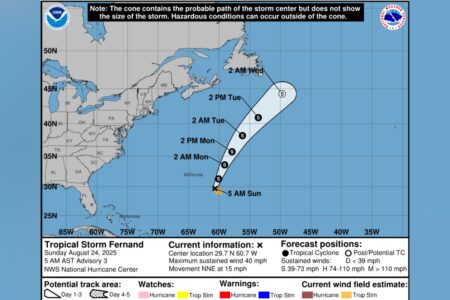 Tropical Storm Fernand Spaghetti Models Show Potential Paths