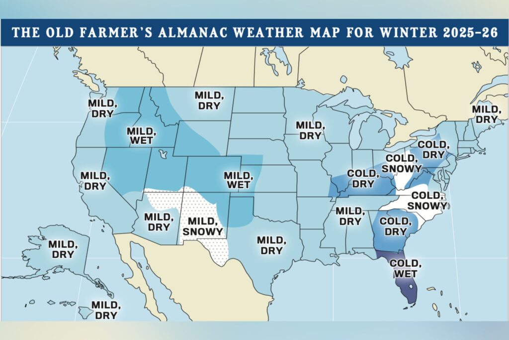 Old Farmer’s Almanac Predicts US Weather for Winter 2025