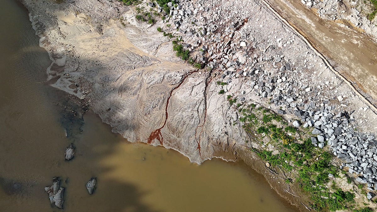 A river is seen in at the site of a North Carolina mining operation.
