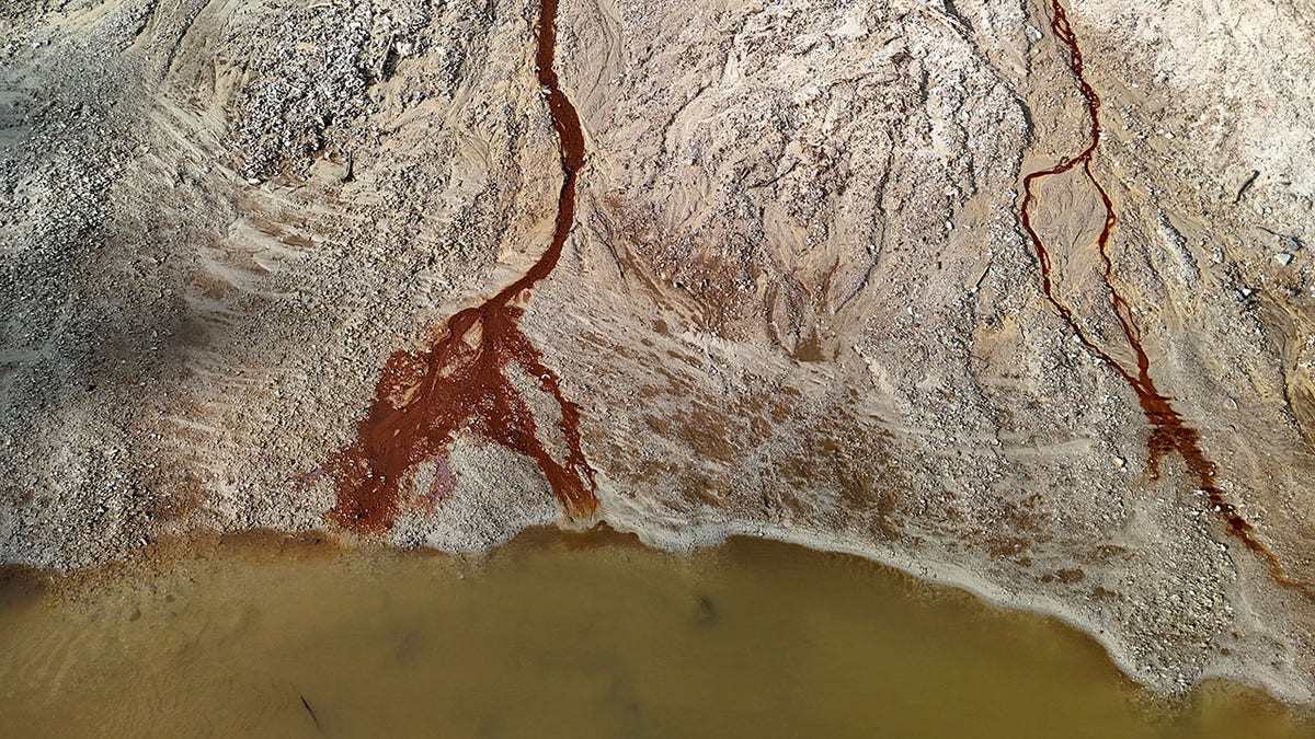 A river is seen in at the site of a North Carolina mining operation.