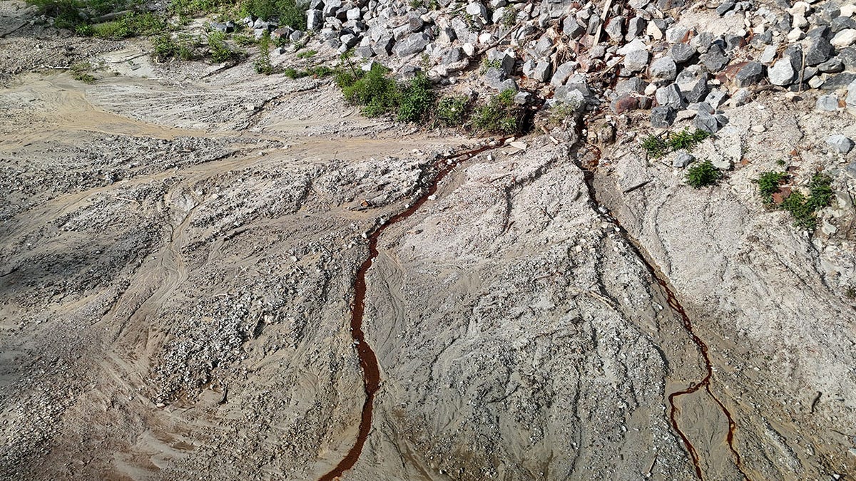 Rocky terrain is seen in at the site of a North Carolina mining operation.
