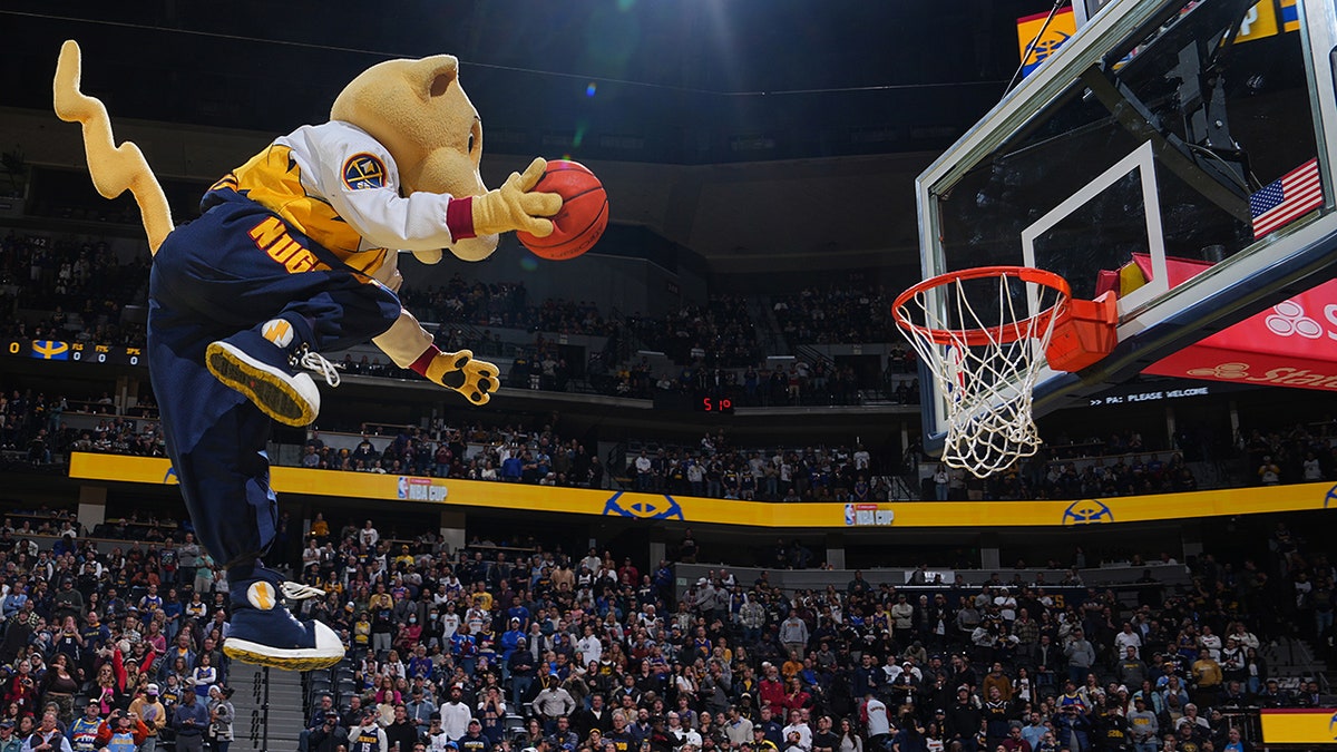 Rocky the Mountain Lion at a Denver Nuggets game