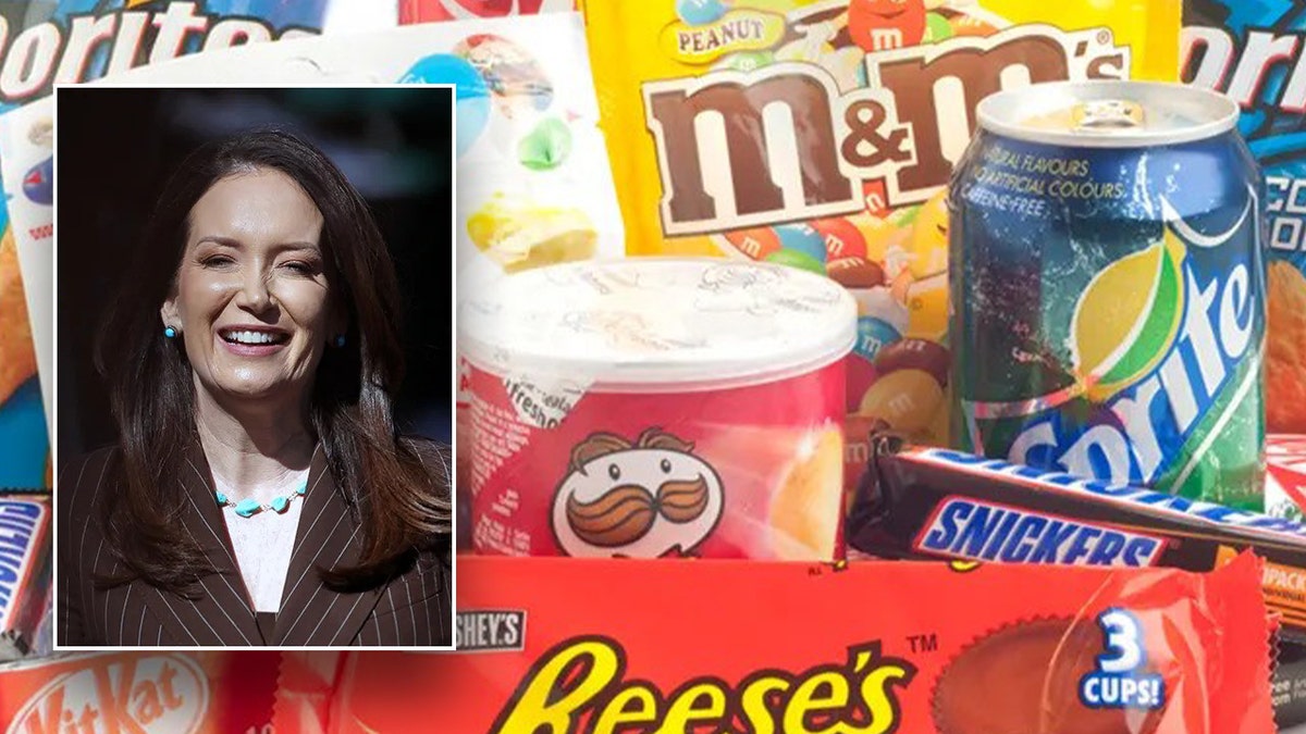 ag secretary Brooke Rollins, inset; collection of candy bars main image