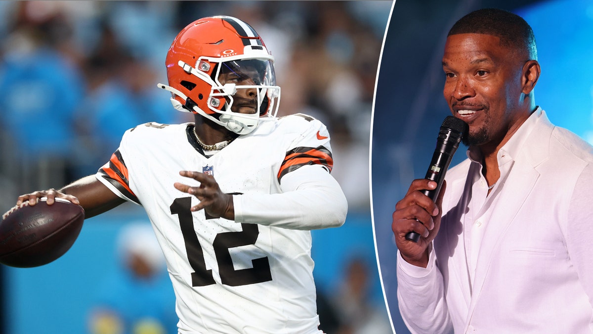 Shedeur Sanders and Jamie Foxx side by side