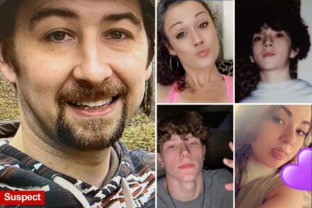 Two charged with helping fugitive accused of slaughtering family of four whose baby was found abandoned