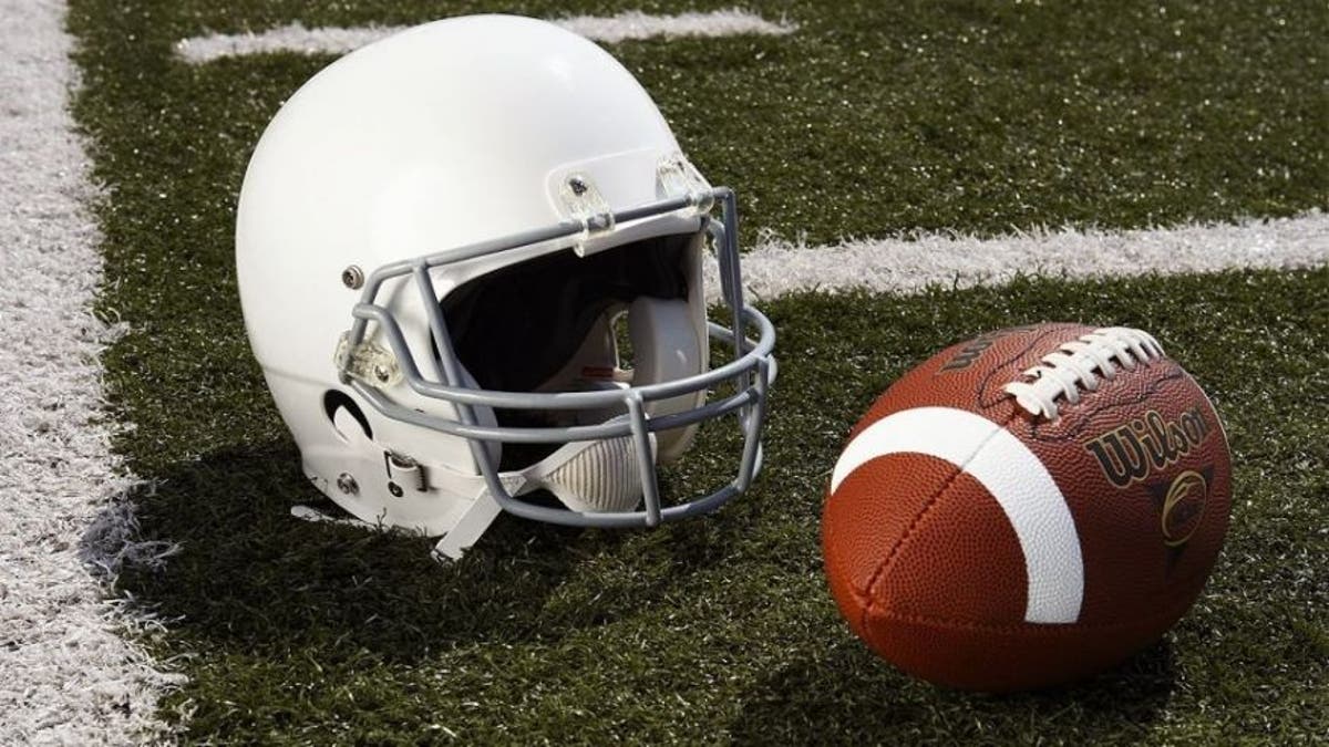 Football and helmet