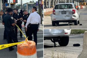 Pedestrian dead after being pinned under car near NYC expressway