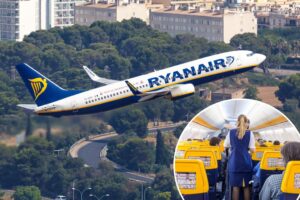 Flight attendant hits ceiling as terrifying turbulence sends crew members tumbling through cabin