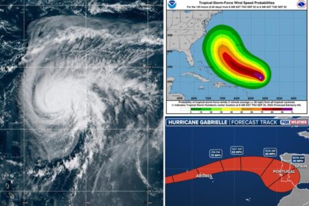 Humberto becomes a hurricane in the Atlantic as Gabrielle moves away from the Azores