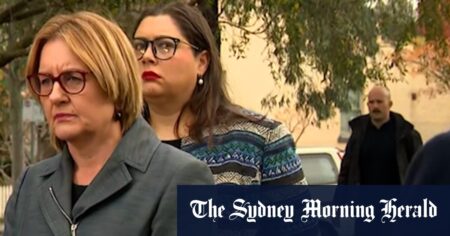 Neo-Nazi Thomas Sewell crashes Premier Jacinta Allan’s press conference