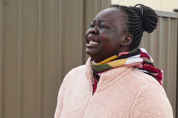Devastated family friend Aboil Alor near the scene of Dau Akueng’s death.