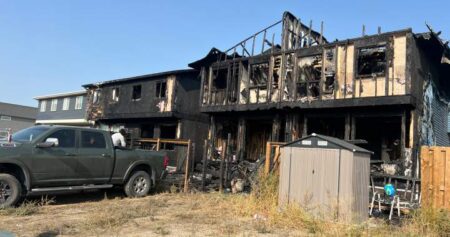 Dog dead, 12 people displaced after fire destroys 2 townhomes in southeast Calgary