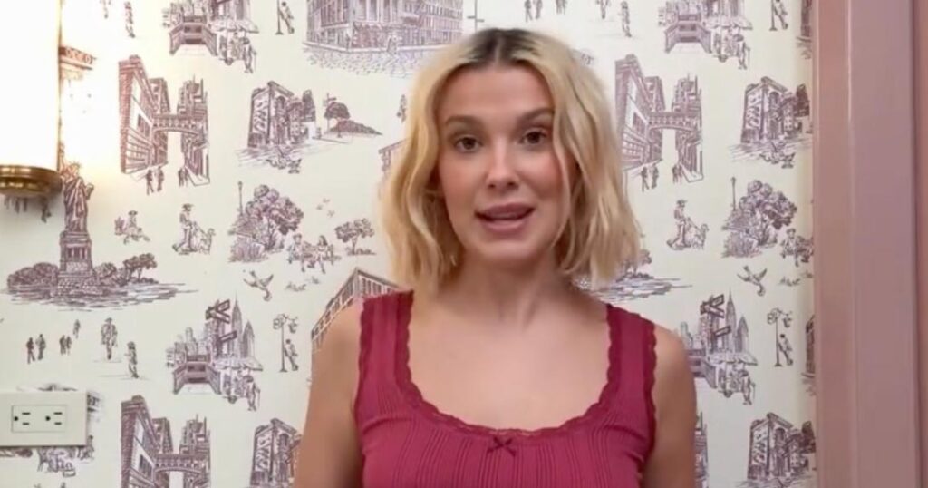 Millie Bobby Brown Frees the Nipple in Chic Pajama Set After Admitting She Doesn’t ‘Like Wearing a Bra’