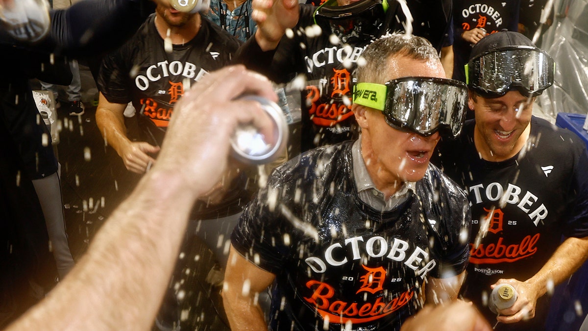 The Detroit Tigers celebrate