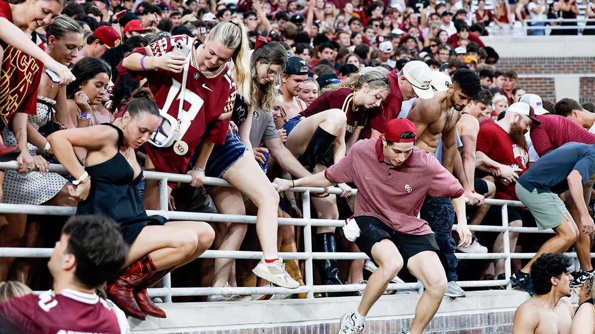 Fans storm the field