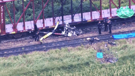 Shocking video captures helicopter ruins after fiery crash near airport, no survivors