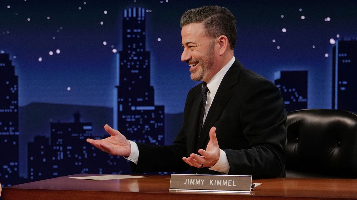 Jimmy Kimmel speaks during his talk show