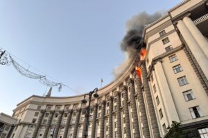 Ukraine’s Main Government Building Hit for First Time in Russian Attack