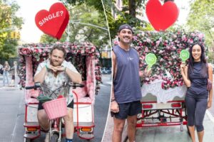 Exclusive | NYC’s mobile matchmaker wants to hook you up with a total stranger in under 10 minutes — from the back of his wild, pink pedicab