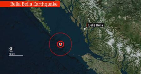 4.8 magnitude earthquake strikes off B.C.’s central coast, no damage expected
