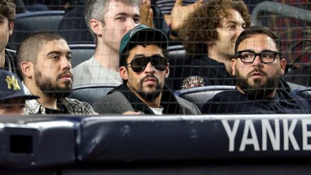 Bad Bunny appears to sit during ‘God Bless America’ at Yankee Stadium: report