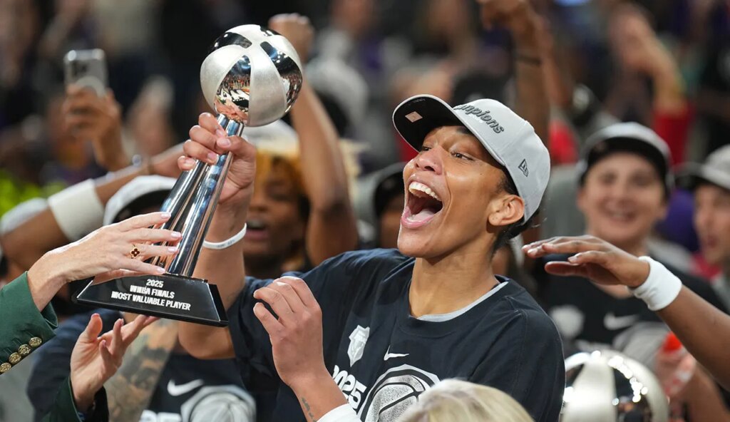 WNBA’s A’ja Wilson shares heartfelt message for NBA star Bam Adebayo at Aces title celebration