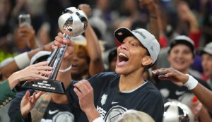 WNBA’s A’ja Wilson shares heartfelt message for NBA star Bam Adebayo at Aces title celebration