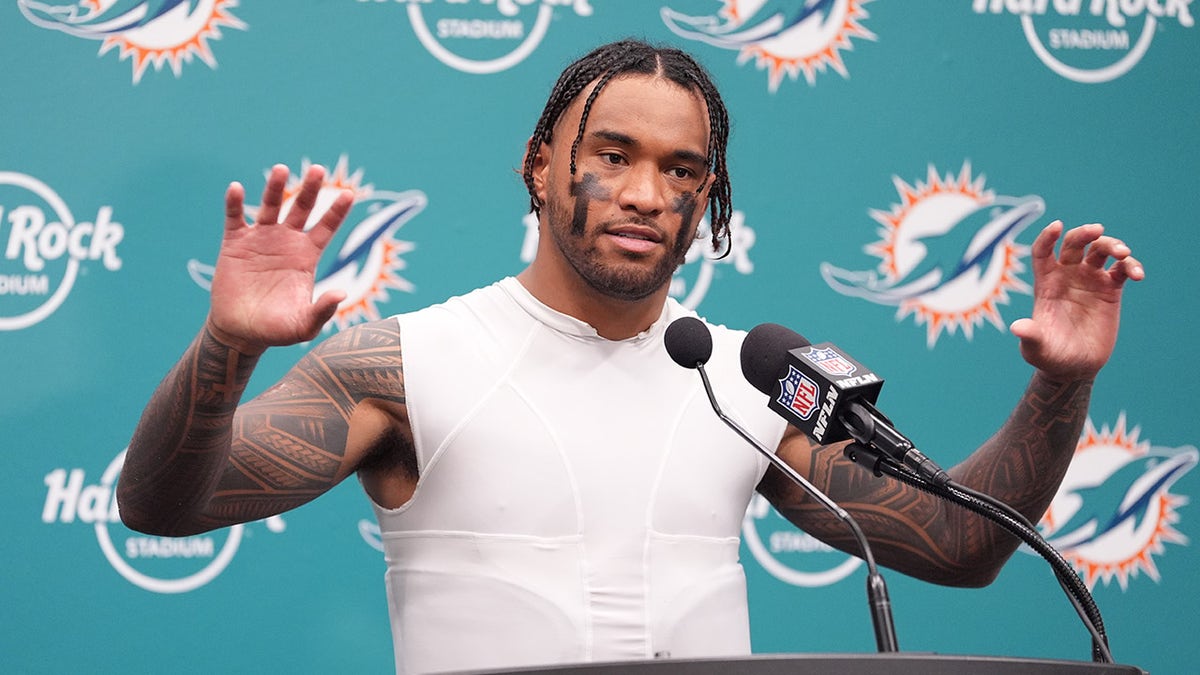 Tua Tagovailoa at Dolphins' press conference