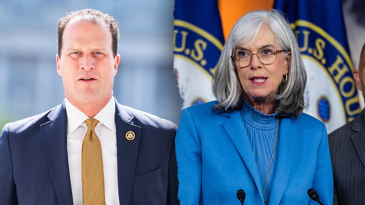 A split image of August Pfluger and Katherine Clark