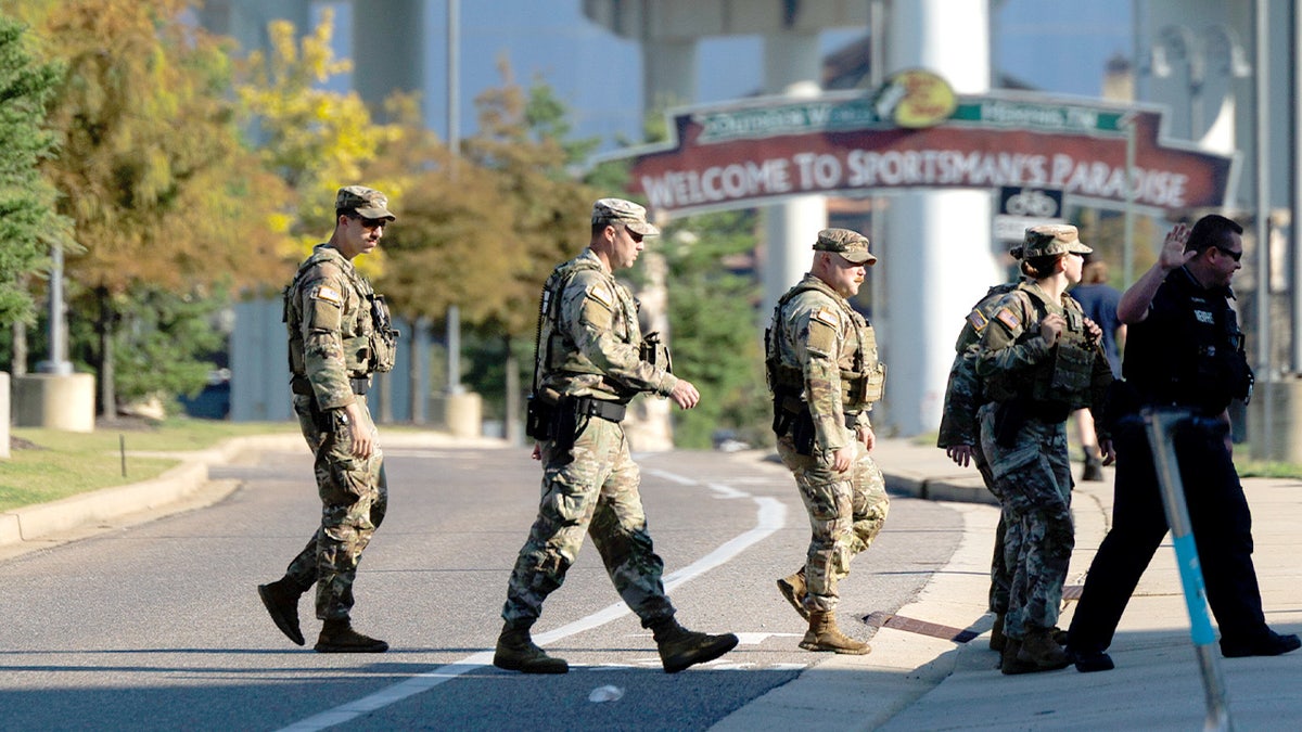 National Guard members near Memphis Bass Pro Shop