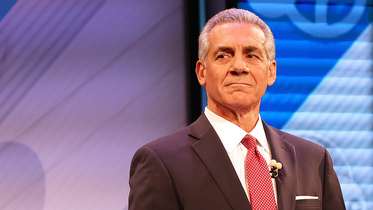 Jack Ciattarelli stands at a podium on stage.